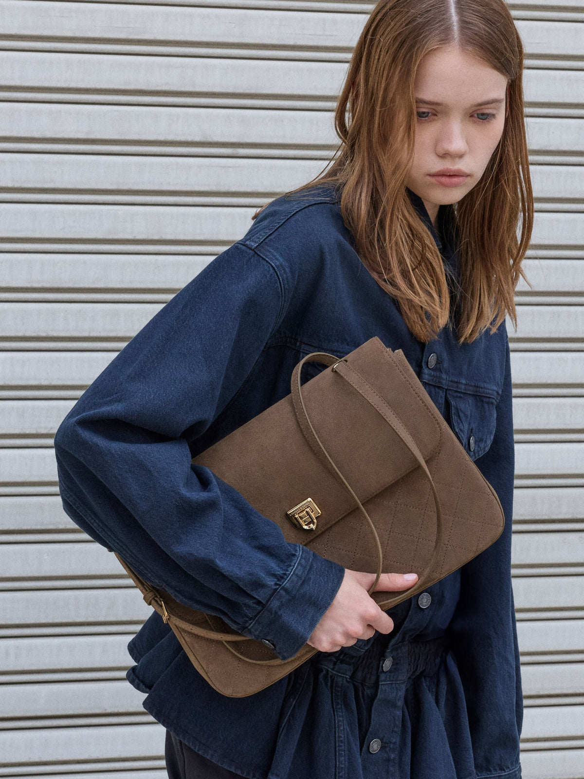 Connie Quilted Shoulder Bag - Stone Grey | CHARLES & KEITH