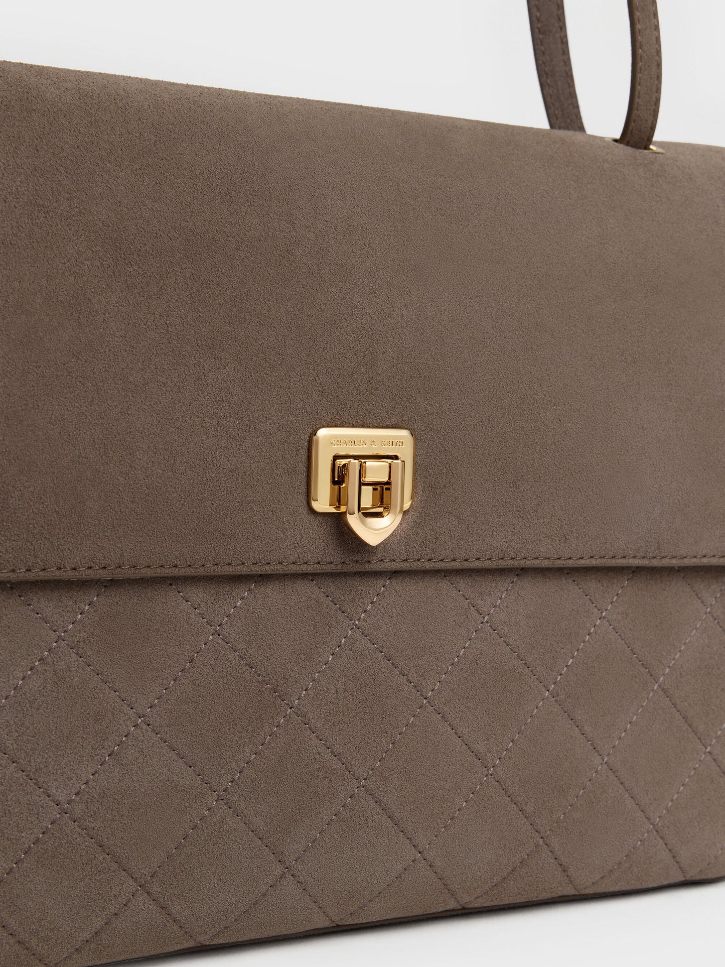 Connie Quilted Shoulder Bag - Stone Grey | CHARLES & KEITH