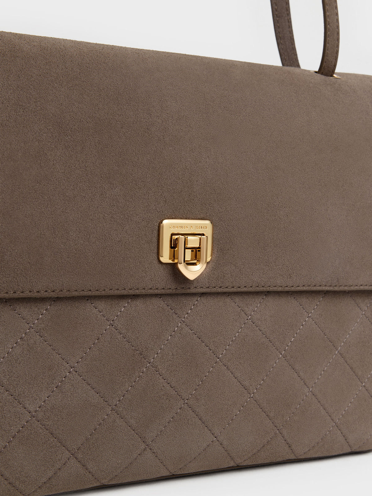 Connie Quilted Shoulder Bag - Stone Grey | CHARLES & KEITH
