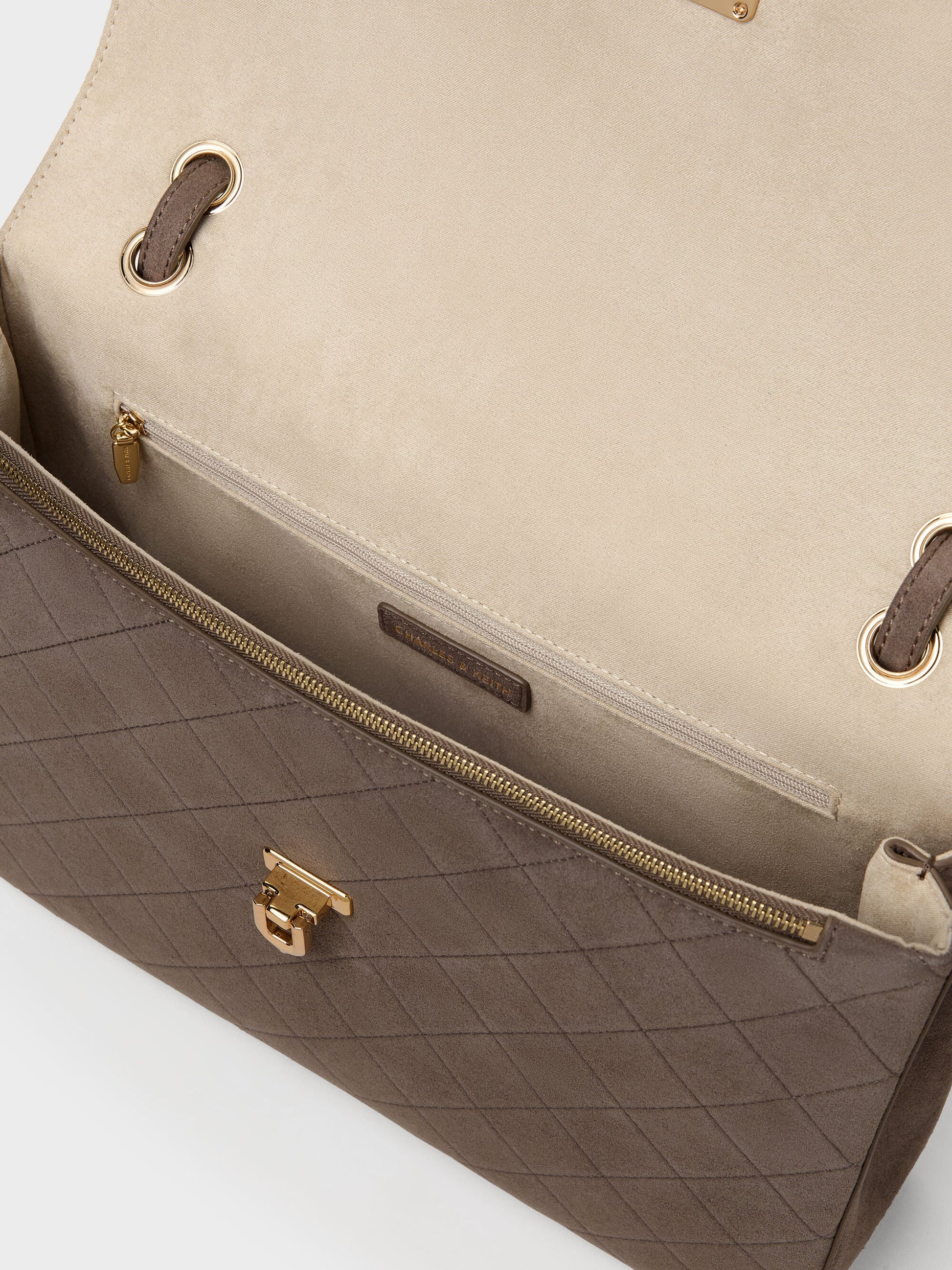 Connie Quilted Shoulder Bag - Stone Grey | CHARLES & KEITH