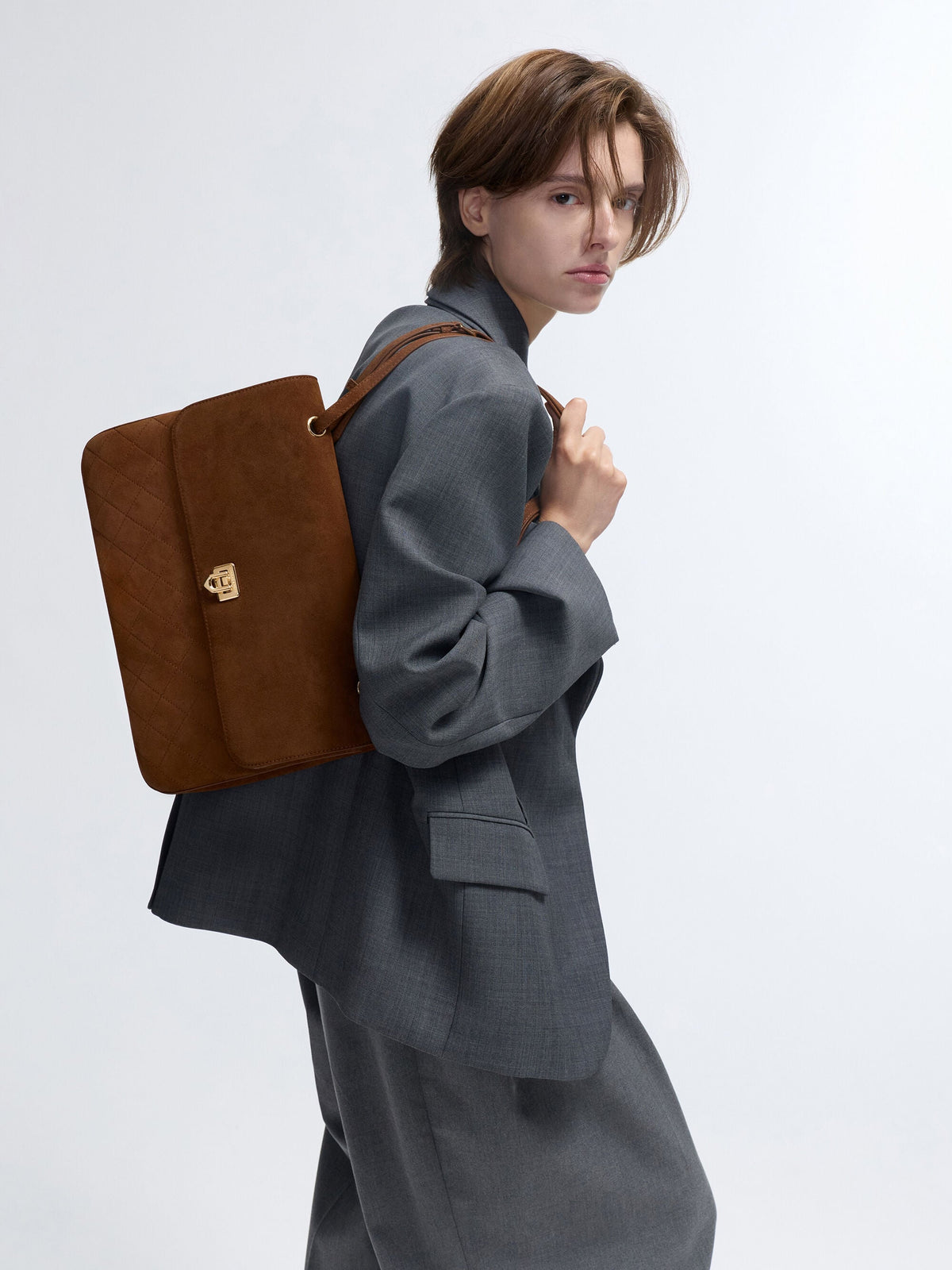 Connie Quilted Shoulder Bag - Pecan Brown | CHARLES & KEITH