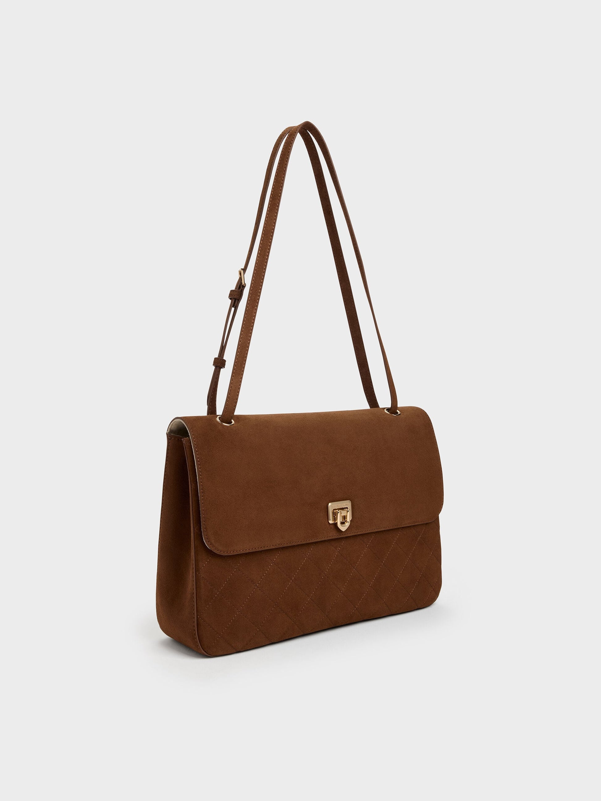 Connie Quilted Shoulder Bag - Pecan Brown | CHARLES & KEITH