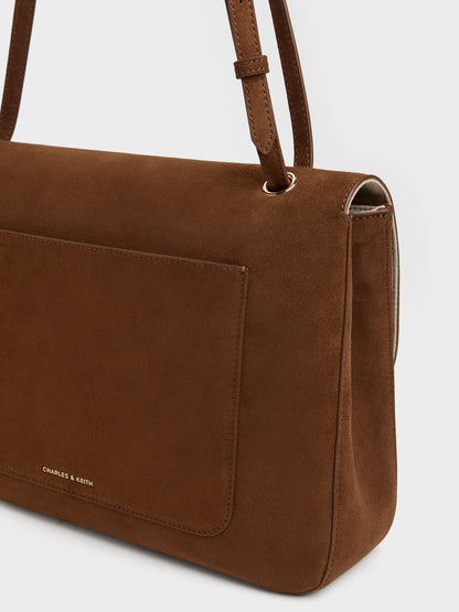 Connie Quilted Shoulder Bag - Pecan Brown | CHARLES & KEITH