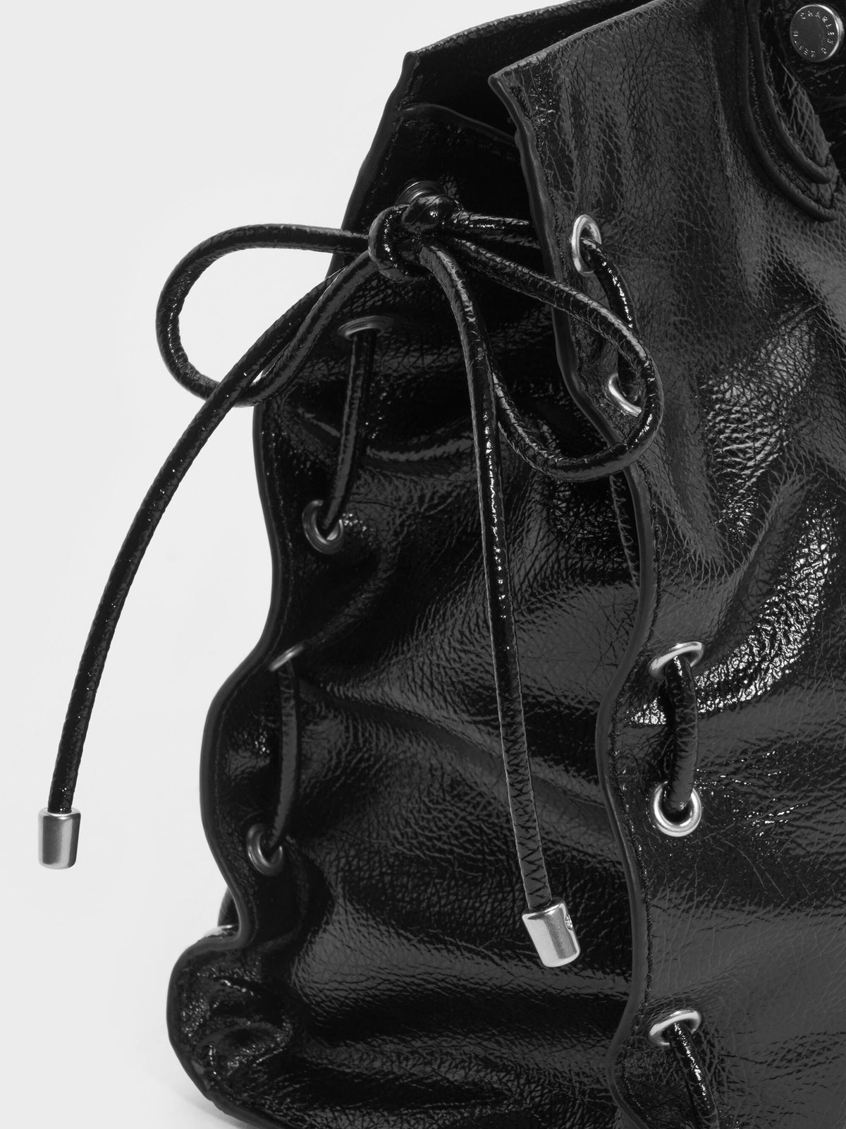 Large Nylah Grommet Lace-Up Tote Bag - Noir | CHARLES & KEITH