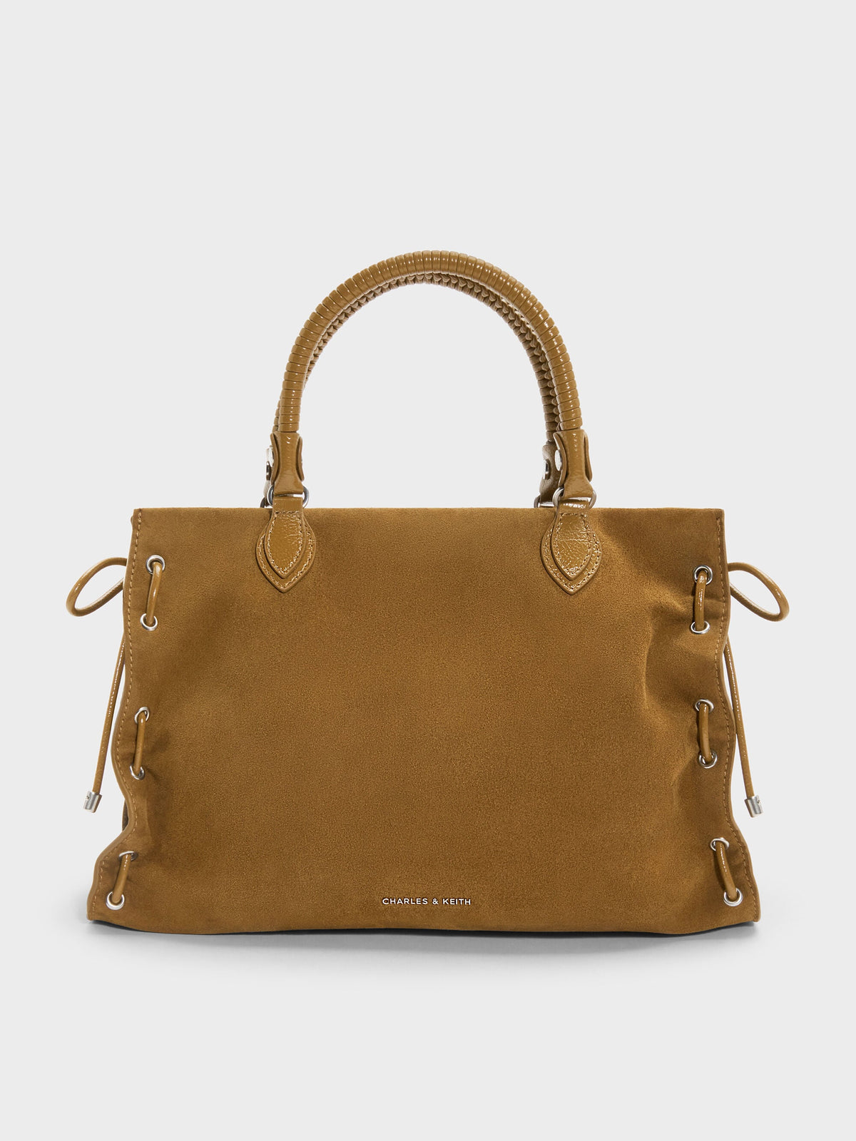 Large Nylah Grommet Lace-Up Tote Bag - Sahara Sand | CHARLES & KEITH