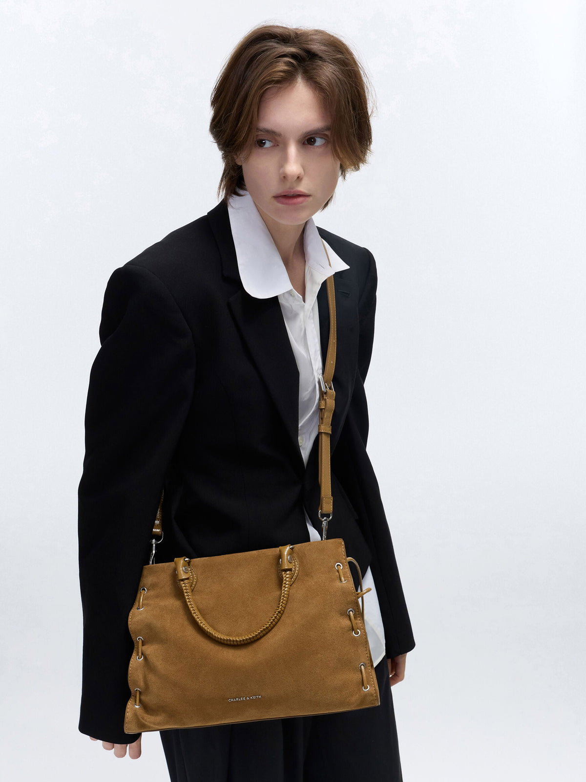 Large Nylah Grommet Lace-Up Tote Bag - Sahara Sand | CHARLES & KEITH
