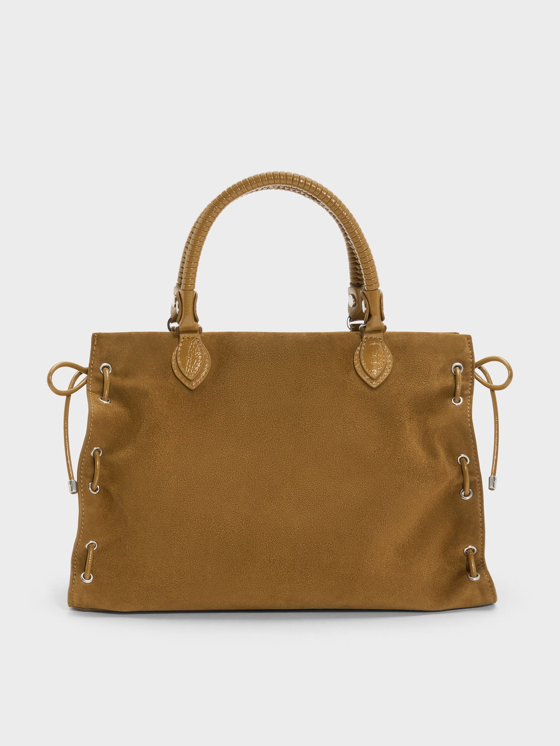 Large Nylah Grommet Lace-Up Tote Bag - Sahara Sand | CHARLES & KEITH