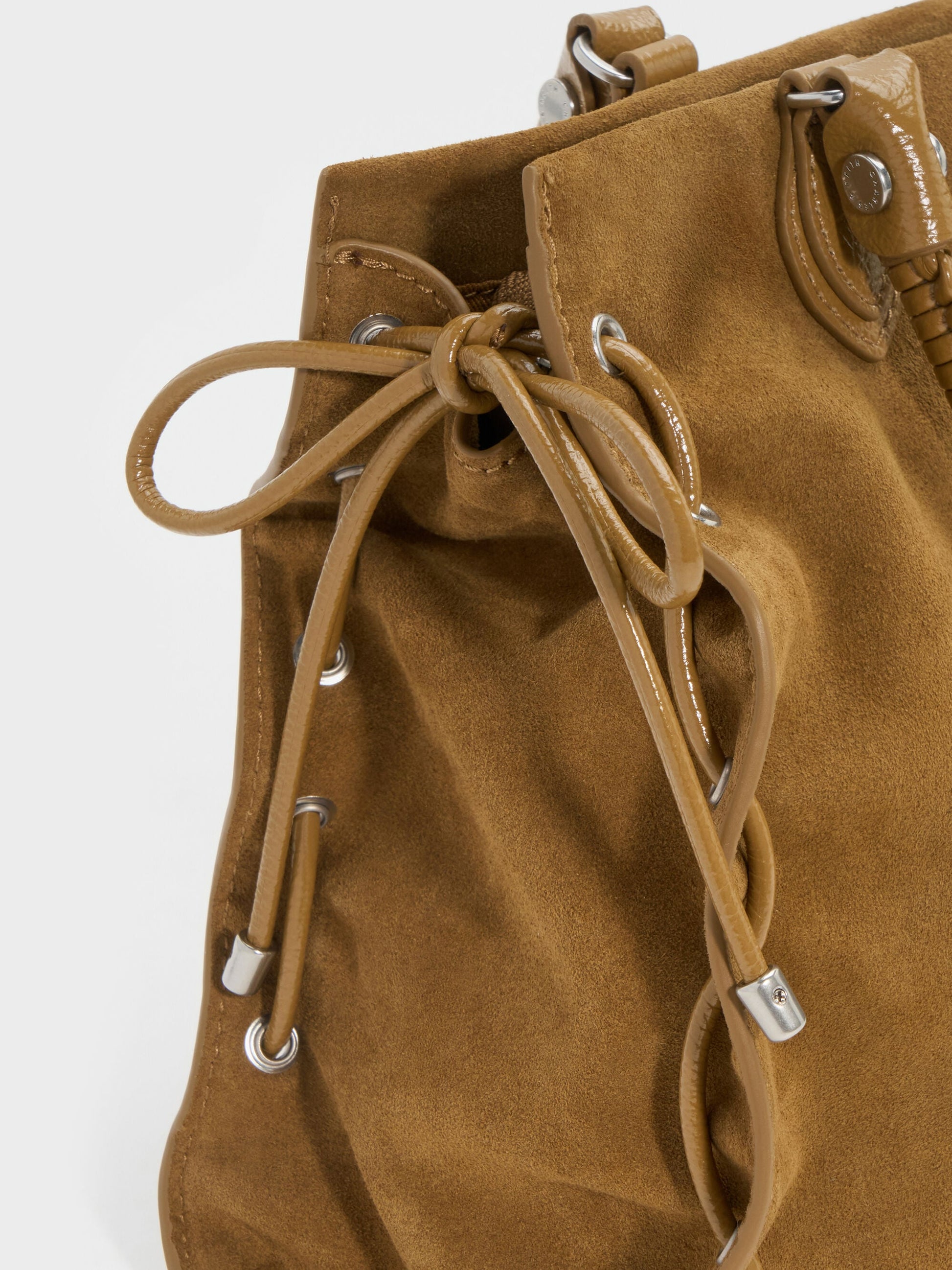 Large Nylah Grommet Lace-Up Tote Bag - Sahara Sand | CHARLES & KEITH
