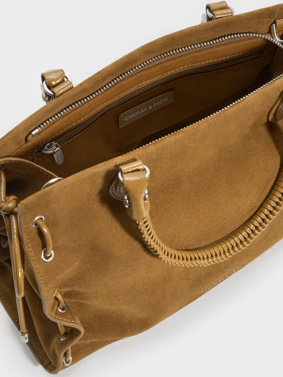 Large Nylah Grommet Lace-Up Tote Bag - Sahara Sand | CHARLES & KEITH