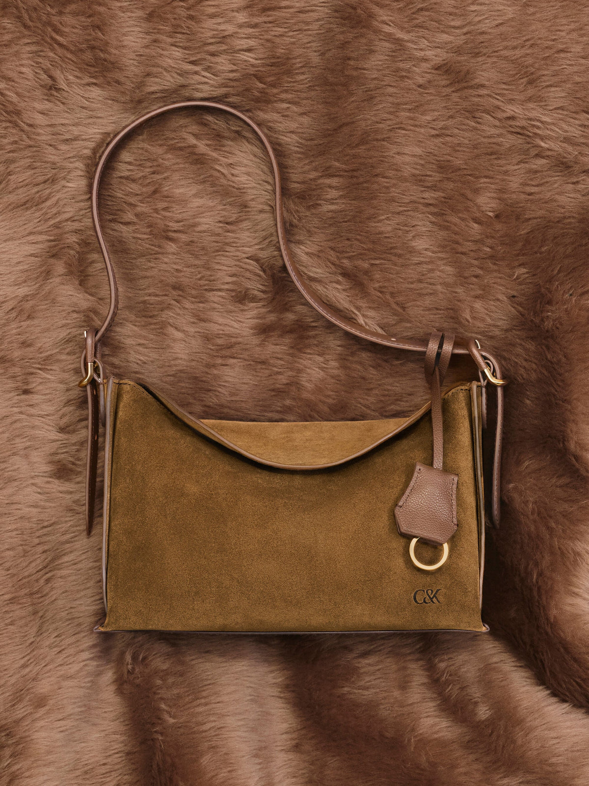 Leather & Suede Top-Flap Hobo Bag - Brown | CHARLES & KEITH