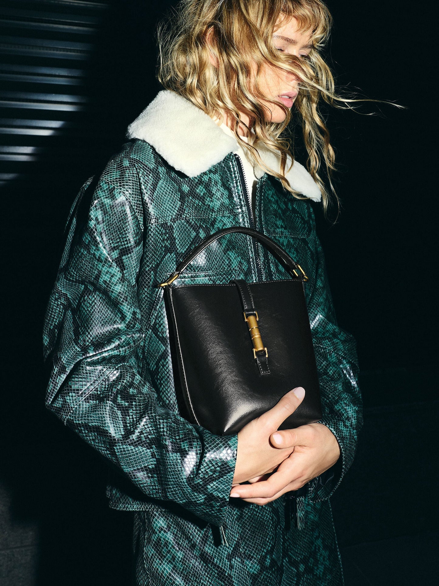 Cesia Metallic-Accent Bucket Bag - Black | CHARLES & KEITH