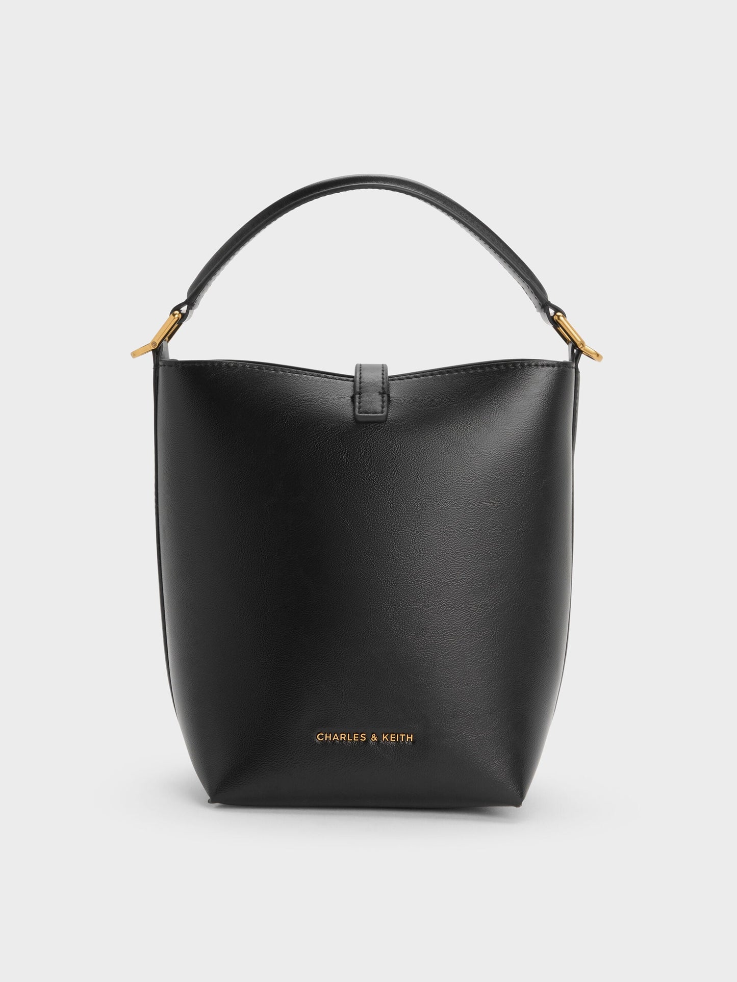 Cesia Metallic-Accent Bucket Bag - Black | CHARLES & KEITH