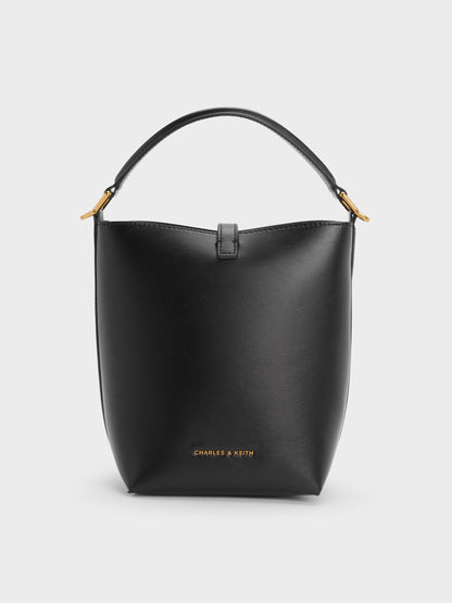 Cesia Metallic-Accent Bucket Bag - Black | CHARLES & KEITH