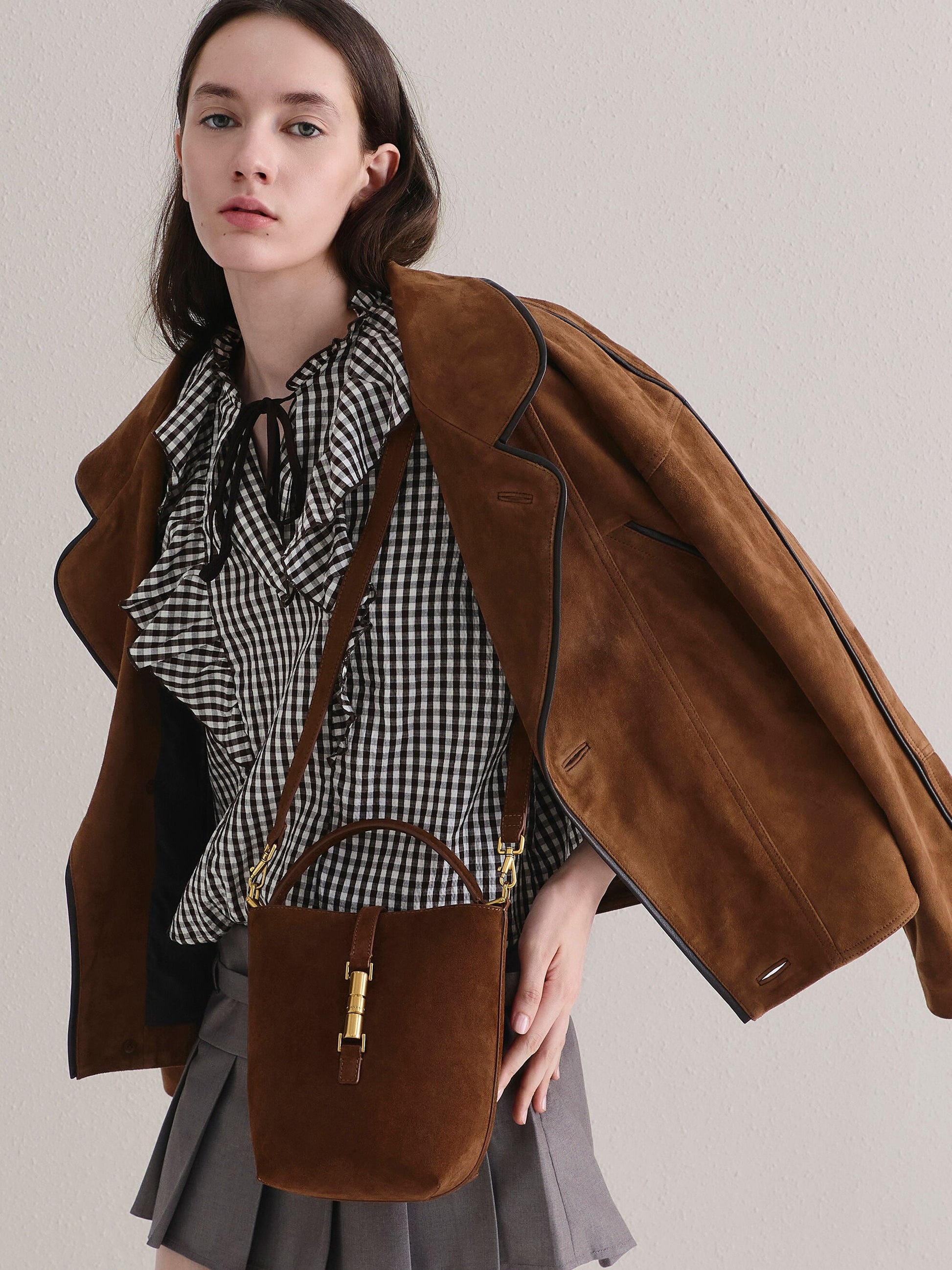 Cesia Metallic-Accent Bucket Bag - Pecan Brown | CHARLES & KEITH