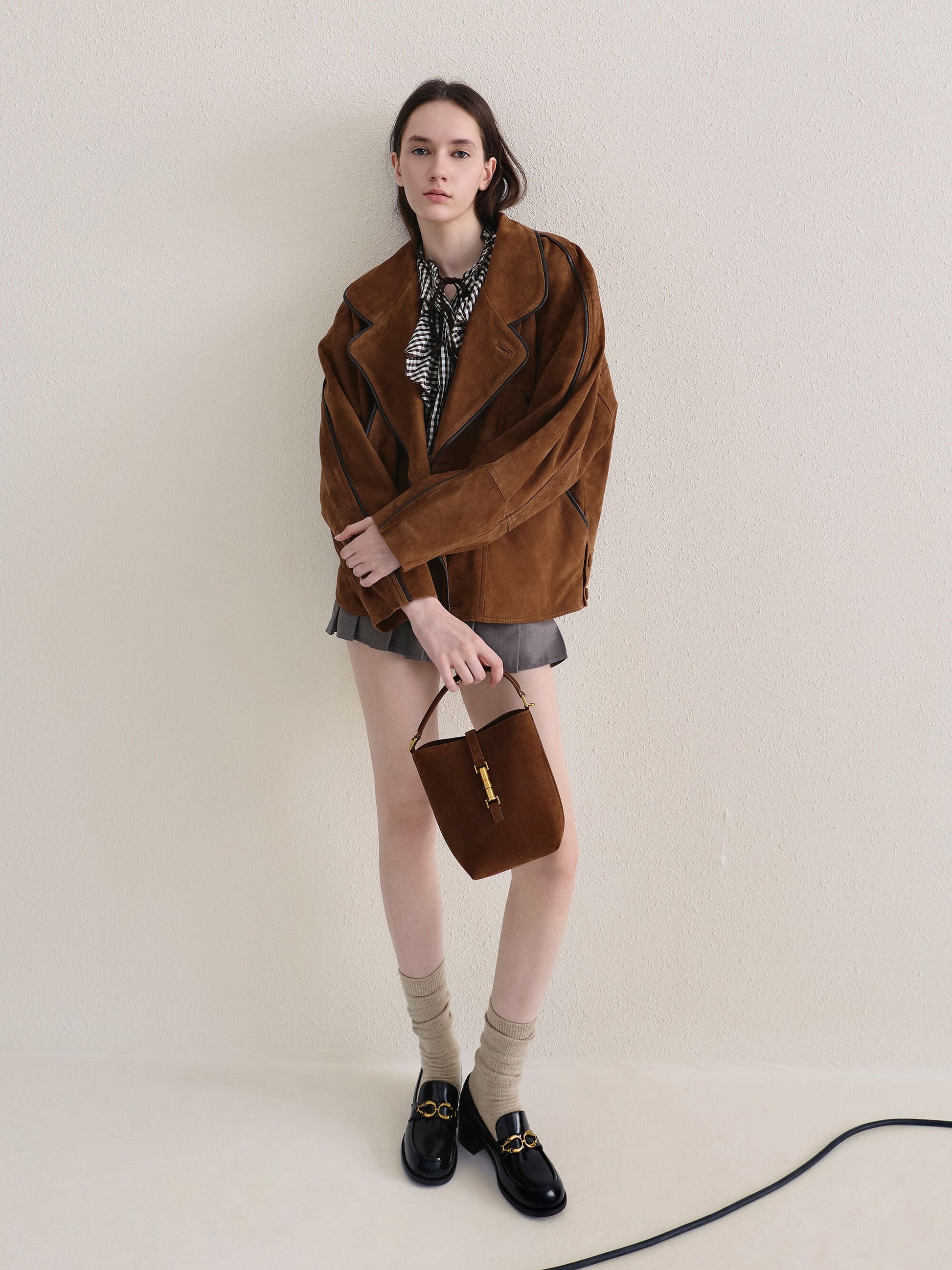 Cesia Metallic-Accent Bucket Bag - Pecan Brown | CHARLES & KEITH