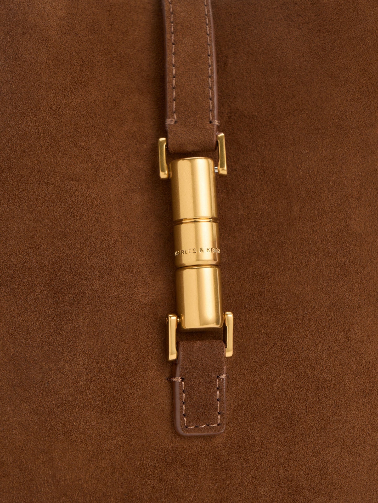 Cesia Metallic-Accent Bucket Bag - Pecan Brown | CHARLES & KEITH