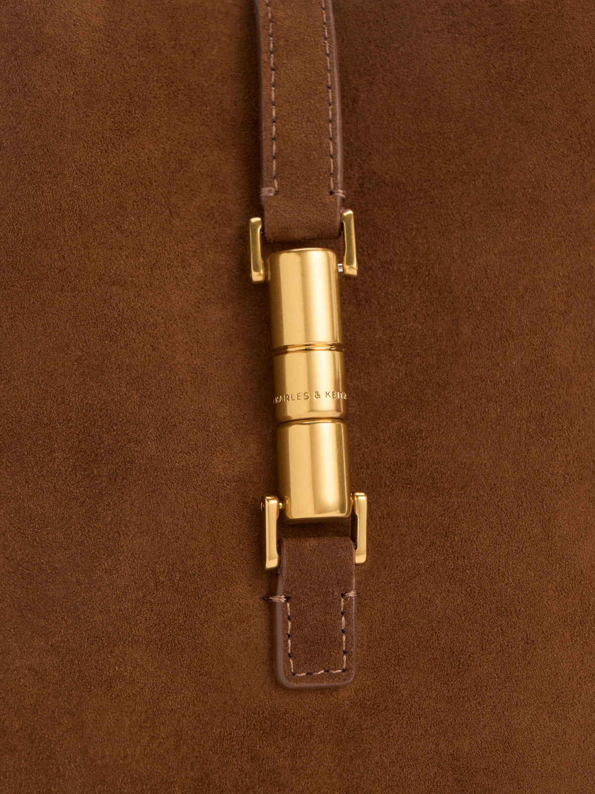 Cesia Metallic-Accent Bucket Bag - Pecan Brown | CHARLES & KEITH