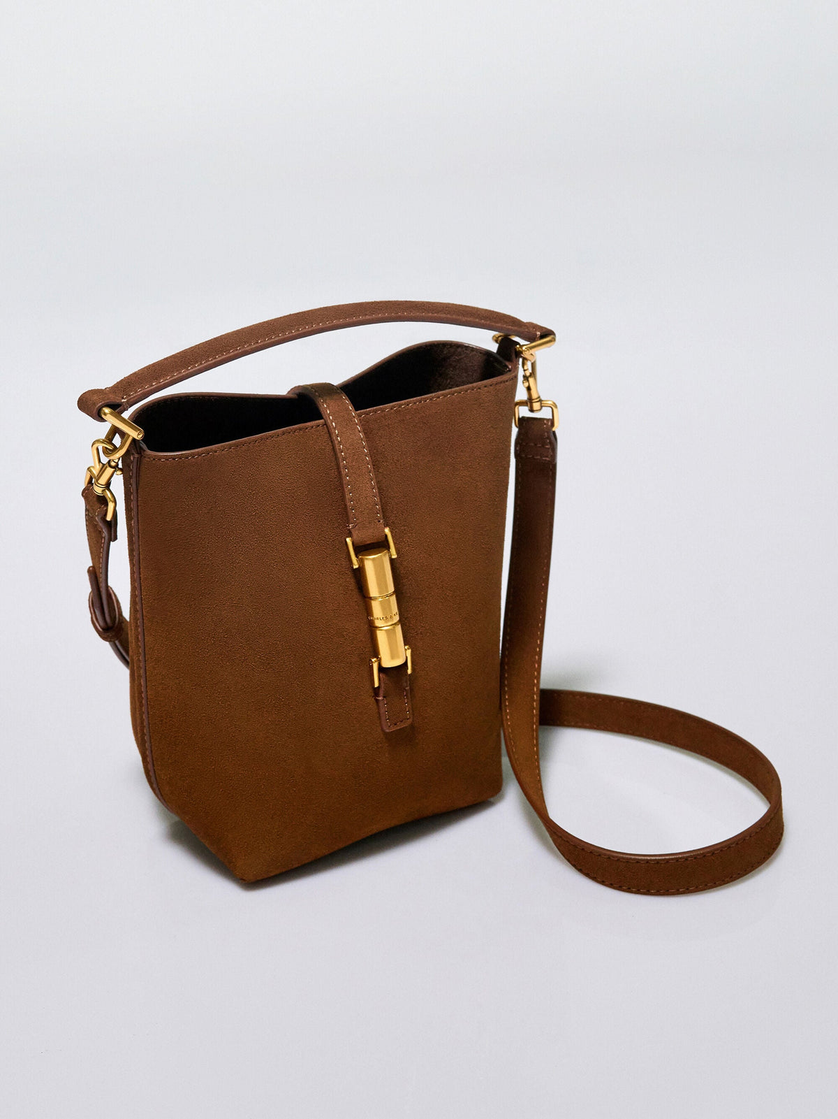 Cesia Metallic-Accent Bucket Bag - Pecan Brown | CHARLES & KEITH