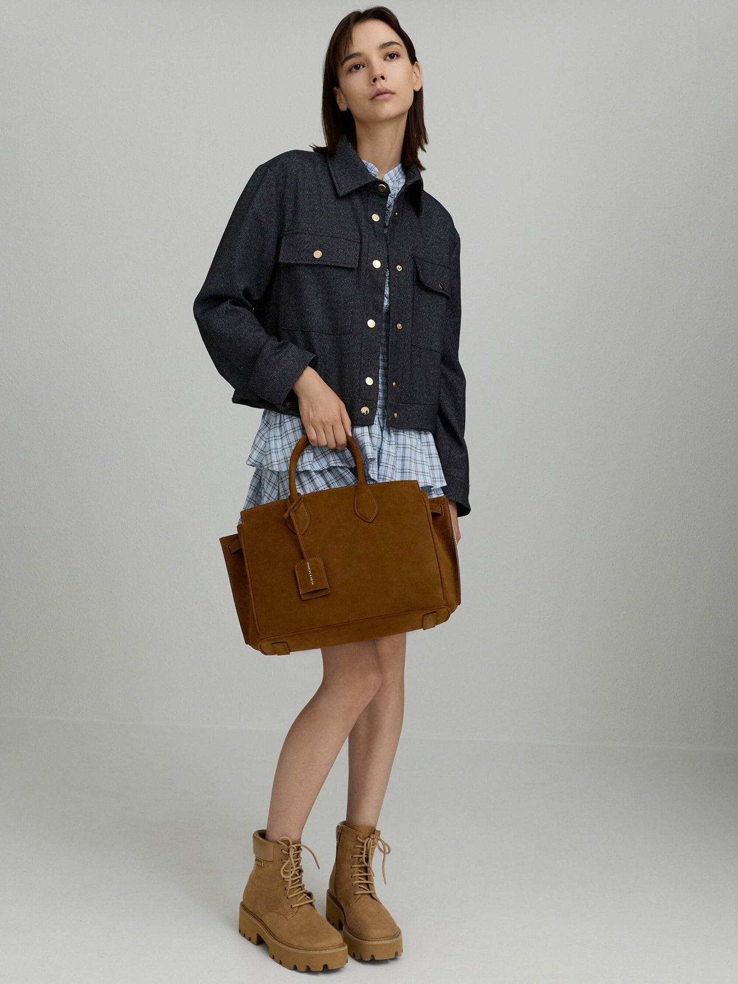Large Ginevra Tote Bag - Pecan Brown | CHARLES & KEITH