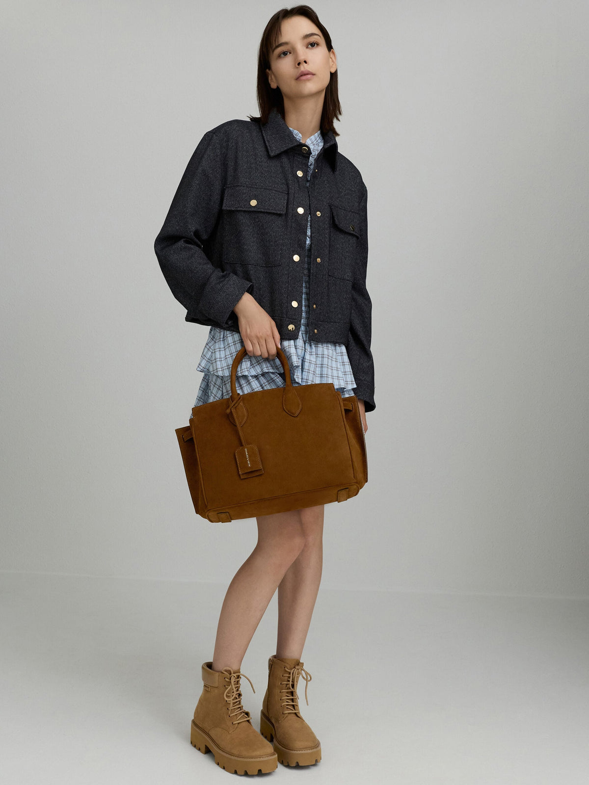 Large Ginevra Tote Bag - Pecan Brown | CHARLES & KEITH