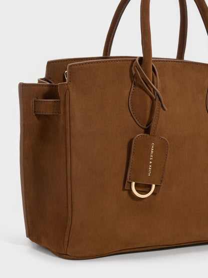 Large Ginevra Tote Bag - Pecan Brown | CHARLES & KEITH