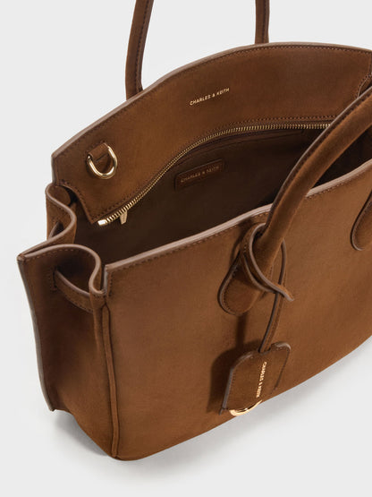 Large Ginevra Tote Bag - Pecan Brown | CHARLES & KEITH