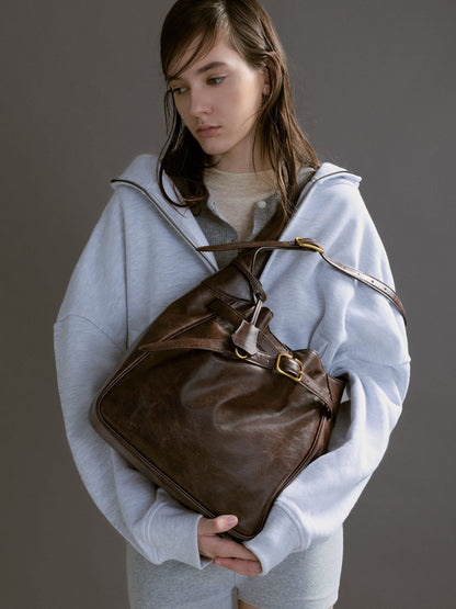 Victoria Belted Hobo Bag - Distressed Coffee | CHARLES & KEITH