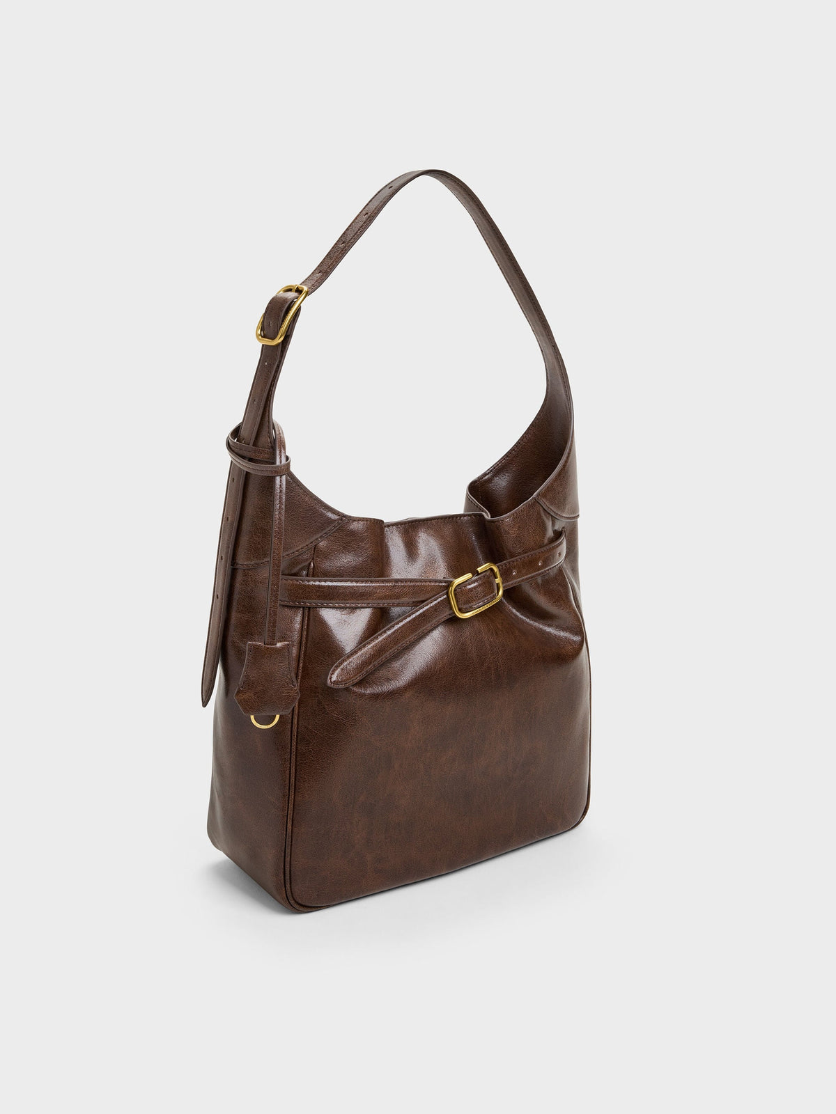 Victoria Belted Hobo Bag - Distressed Coffee | CHARLES & KEITH