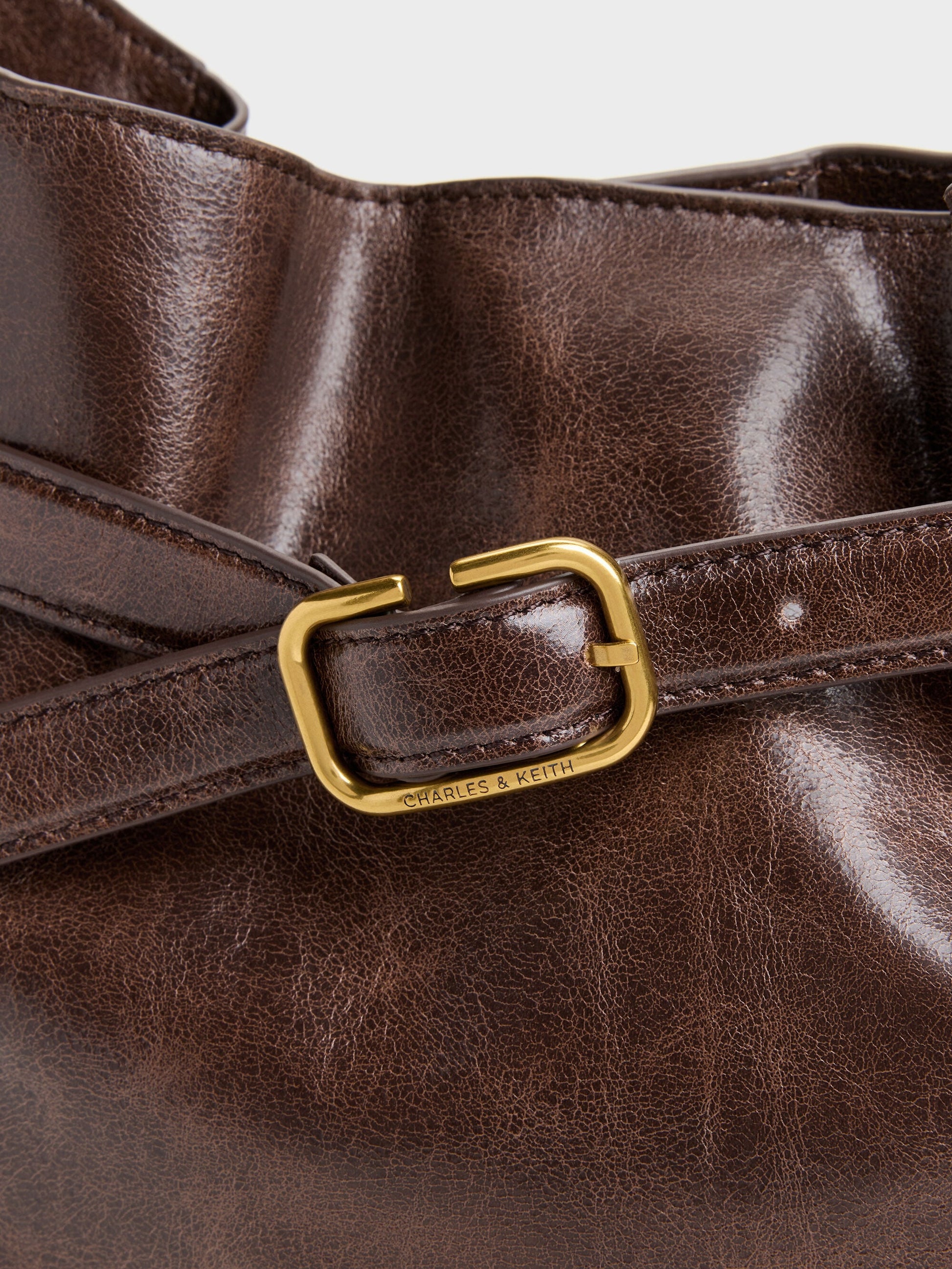 Victoria Belted Hobo Bag - Distressed Coffee | CHARLES & KEITH