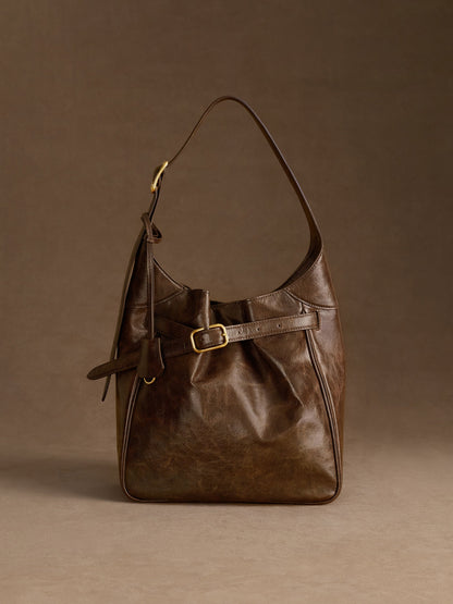 Victoria Belted Hobo Bag - Distressed Coffee | CHARLES & KEITH