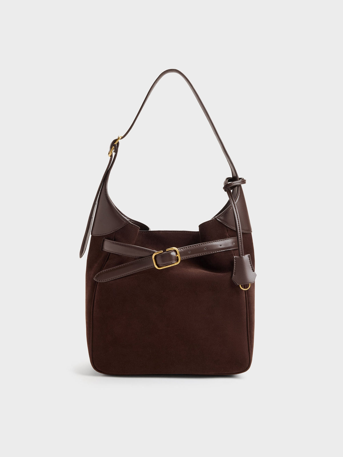 Victoria Belted Hobo Bag - Espresso Brown | CHARLES & KEITH