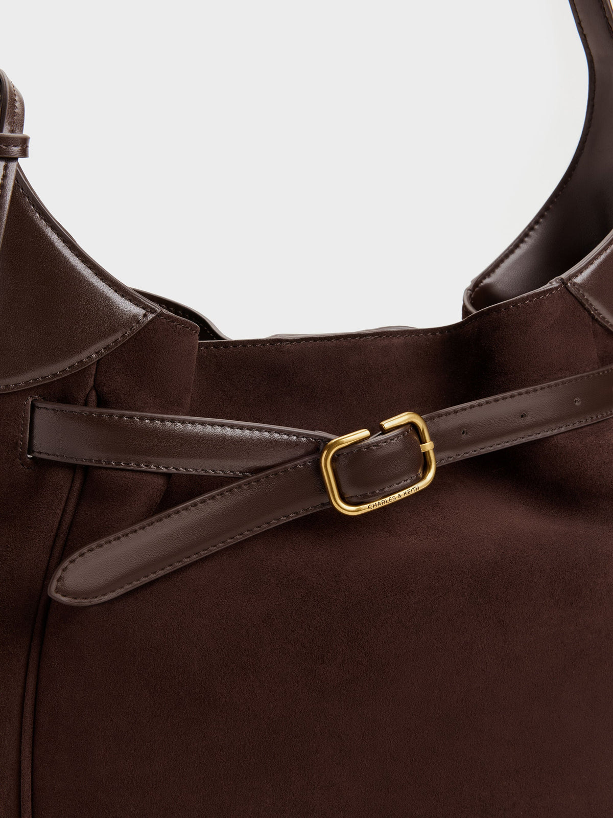 Victoria Belted Hobo Bag - Espresso Brown | CHARLES & KEITH