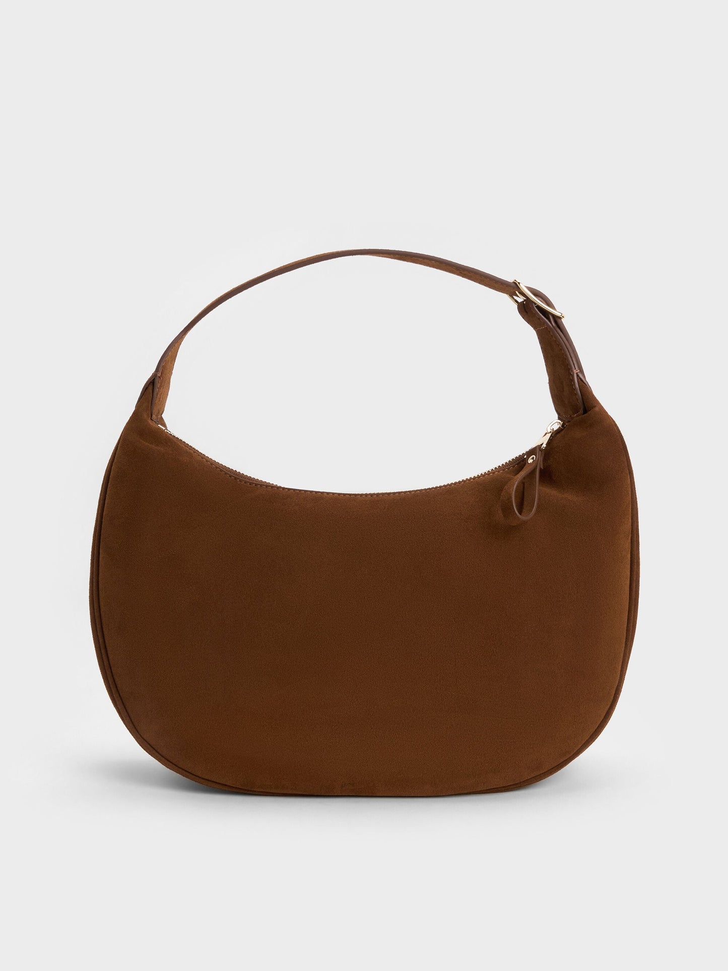 Large Vega Faux Suede Hobo Bag - Pecan Brown | CHARLES & KEITH