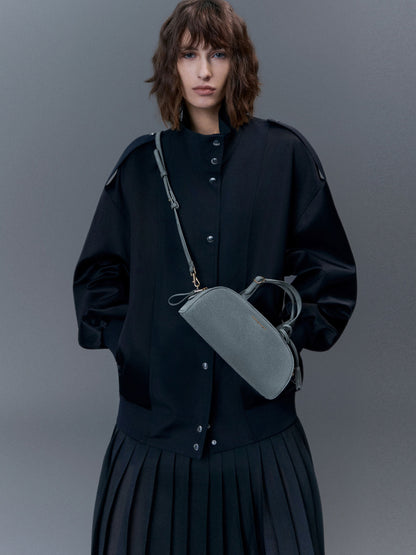 Vega Faux Suede Elongated Bowling Bag - Smoky Blue | CHARLES & KEITH