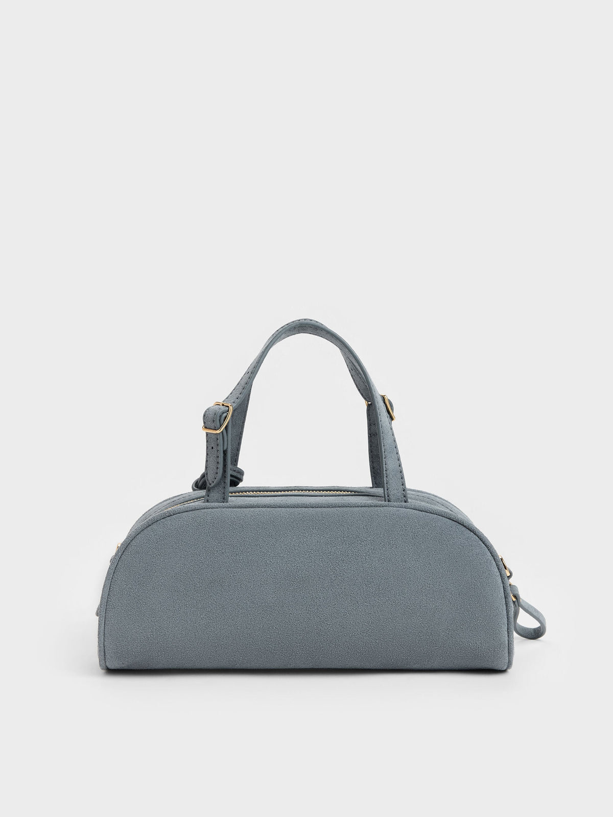 Vega Faux Suede Elongated Bowling Bag - Smoky Blue | CHARLES & KEITH