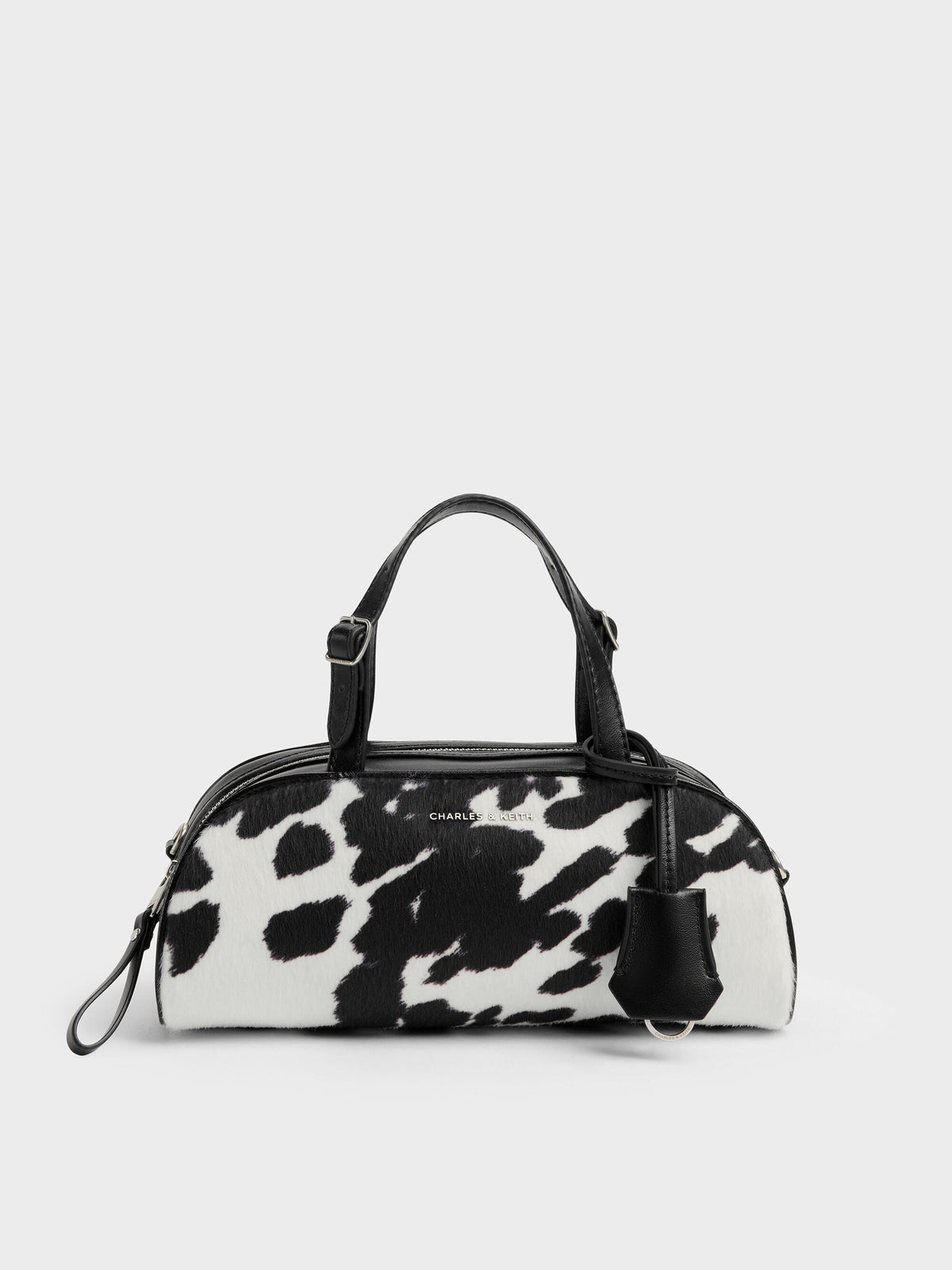 Vega Furry Cow-Print Elongated Bowling Bag - Multi | CHARLES & KEITH