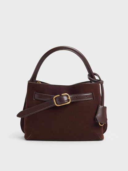 Victoria Belted Top Handle Bag - Espresso Brown | CHARLES & KEITH