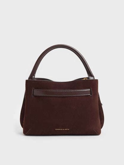 Victoria Belted Top Handle Bag - Espresso Brown | CHARLES & KEITH