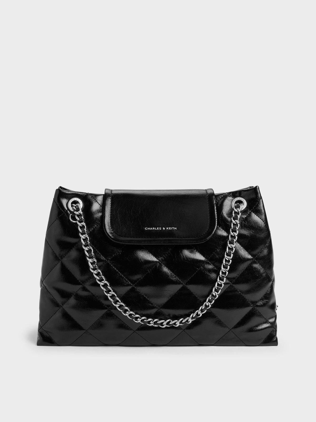 Large Apfra Quilted Shoulder Bag - Noir | CHARLES & KEITH