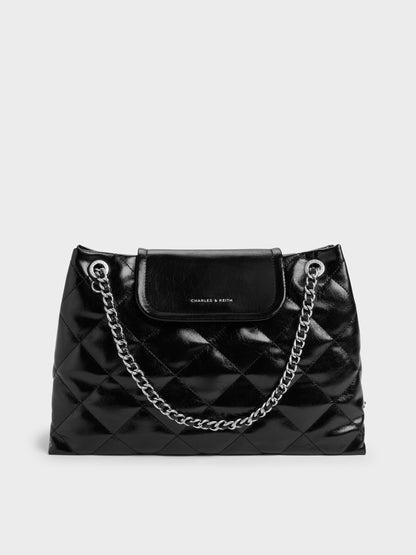 Large Apfra Quilted Shoulder Bag - Noir | CHARLES & KEITH