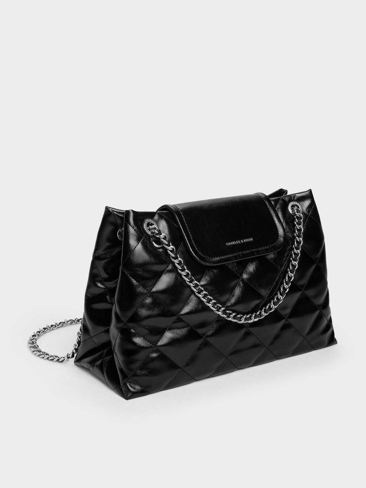 Large Apfra Quilted Shoulder Bag - Noir | CHARLES & KEITH