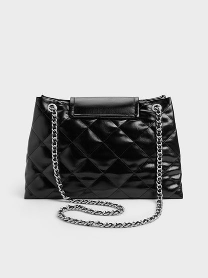 Large Apfra Quilted Shoulder Bag - Noir | CHARLES & KEITH