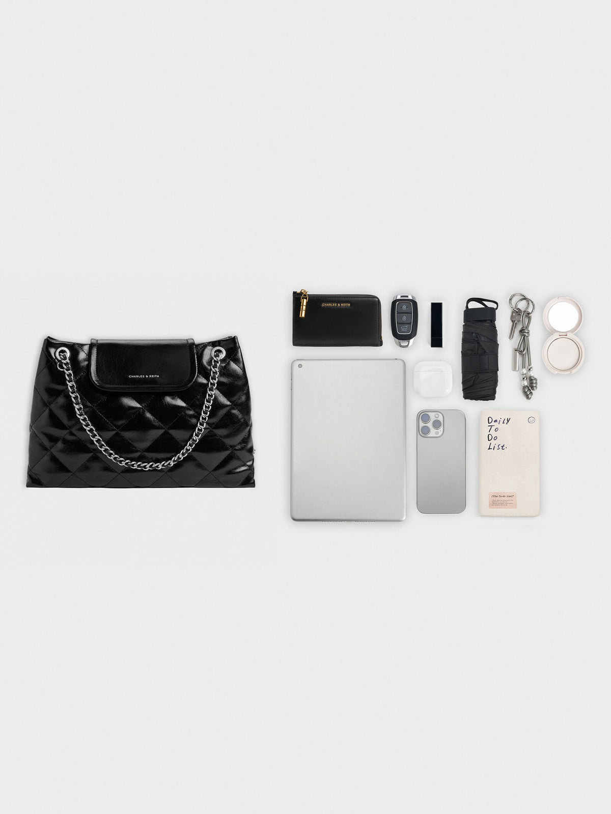 Large Apfra Quilted Shoulder Bag - Noir | CHARLES & KEITH