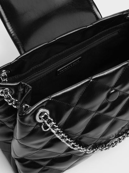 Large Apfra Quilted Shoulder Bag - Noir | CHARLES & KEITH