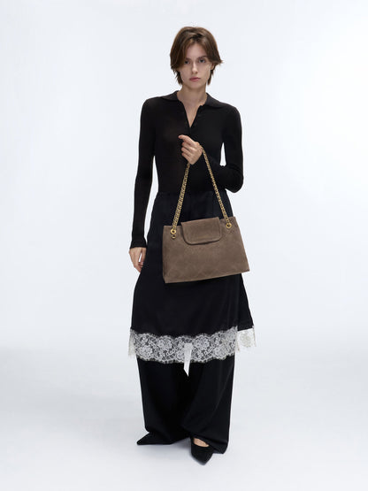 Large Apfra Quilted Shoulder Bag - Stone Grey | CHARLES & KEITH