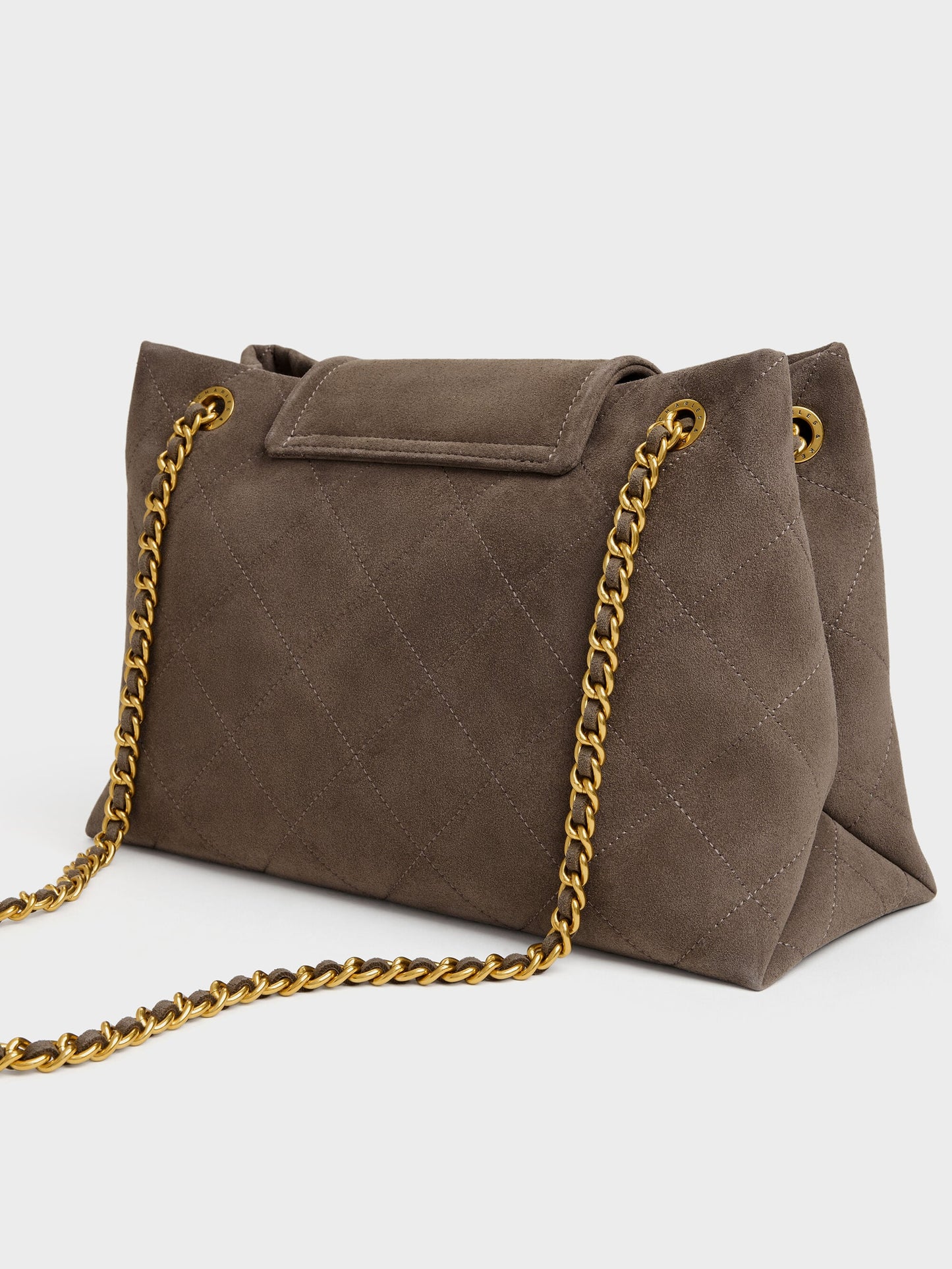 Large Apfra Quilted Shoulder Bag - Stone Grey | CHARLES & KEITH