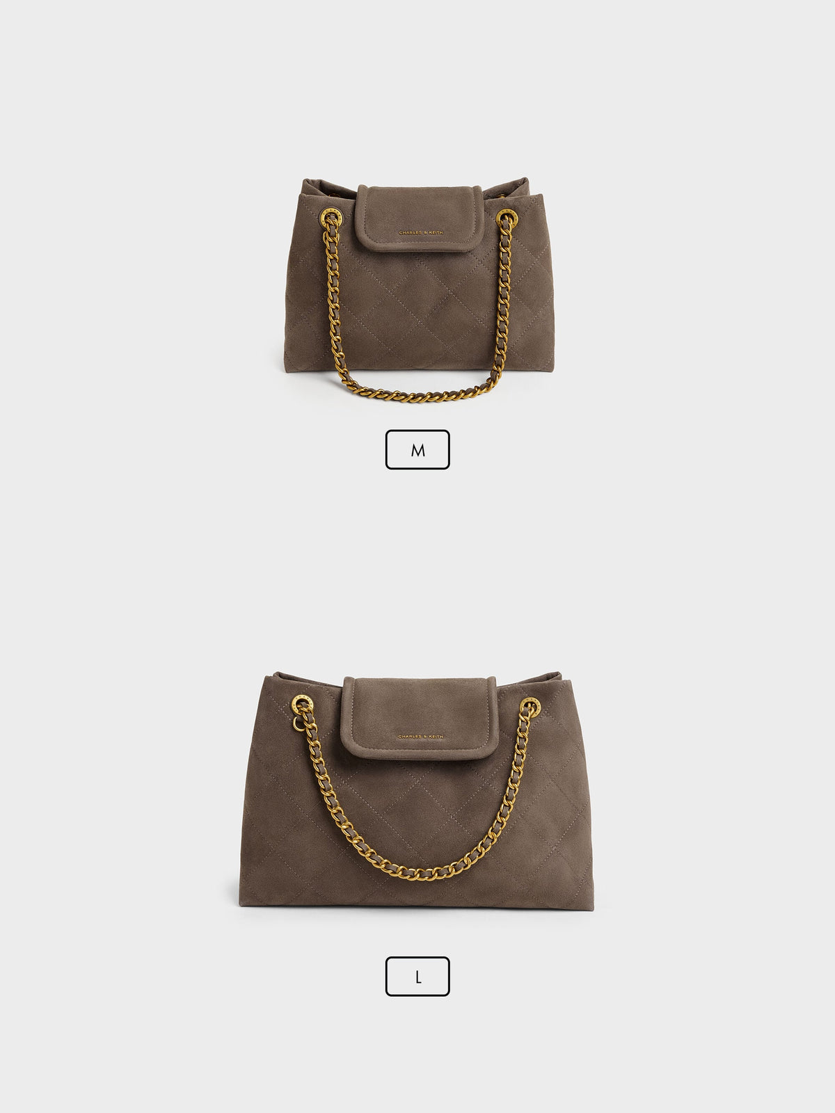 Large Apfra Quilted Shoulder Bag - Stone Grey | CHARLES & KEITH