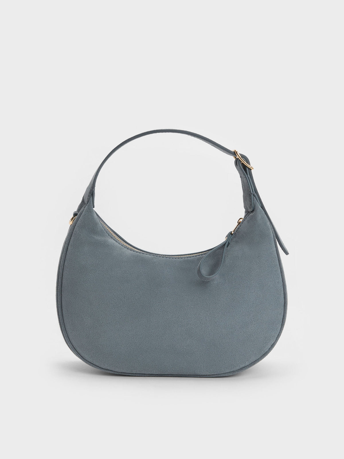 Vega Faux Suede Hobo Bag - Smoky Blue | CHARLES & KEITH