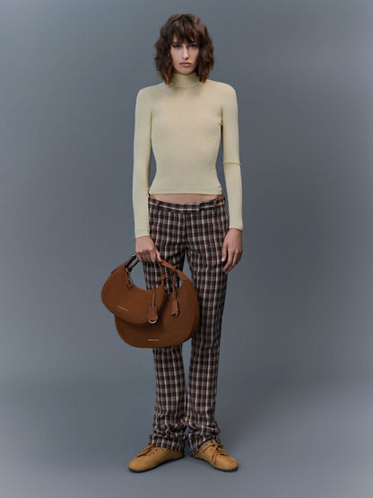 Vega Faux Suede Hobo Bag - Pecan Brown | CHARLES & KEITH