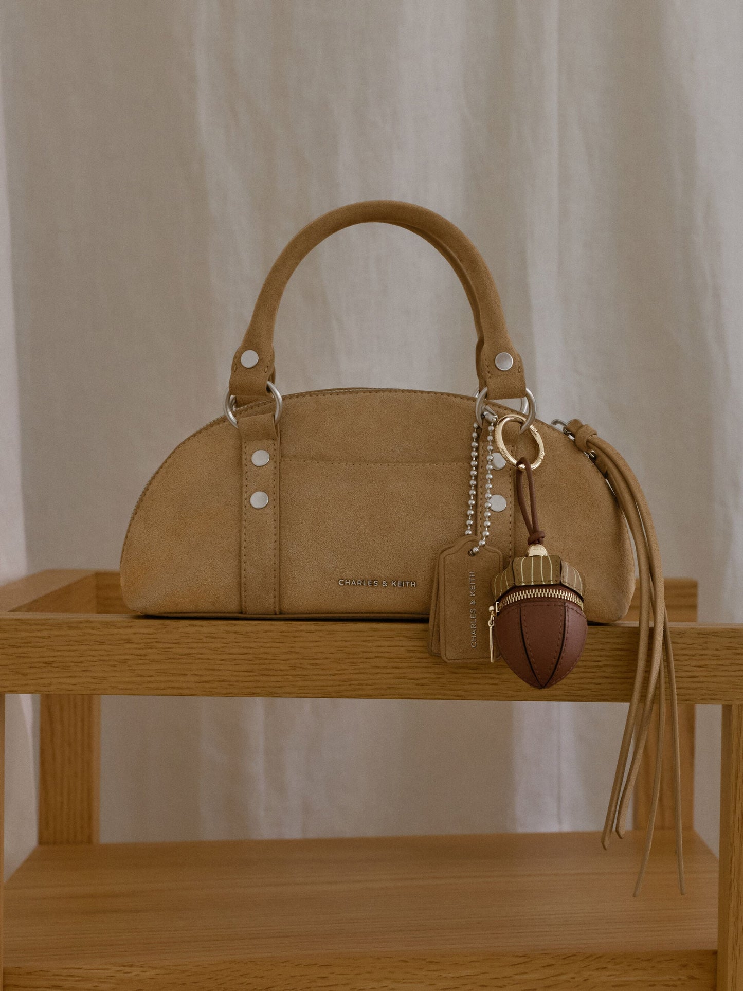 Tatiana Studded Bowling Bag - Sand | CHARLES & KEITH
